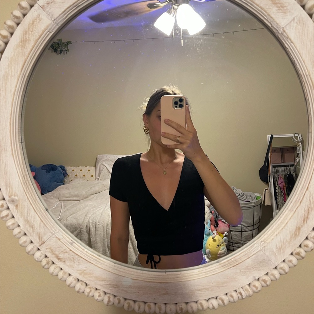 Love Tree Black Wrap Top